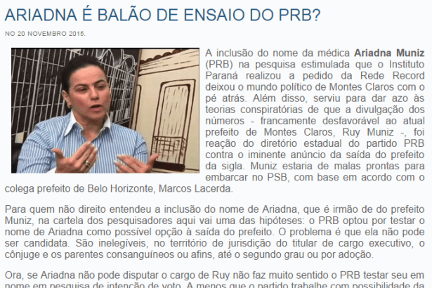Em Tempo Real comenta pesquisa de intenção de voto para Prefeitura de Montes Claros/MG