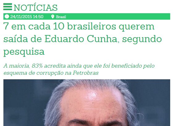 Jornal Rondônia VIP divulga levantamento nacional sobre Presidente da Câmara, Eduardo Cunha