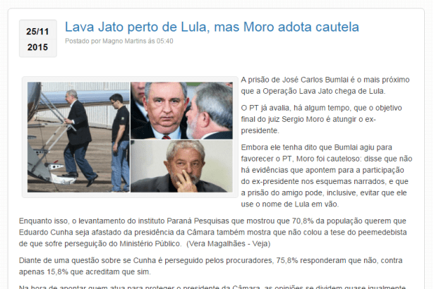 Blog Magno Martins comenta levantamento nacional sobre Presidente da Câmara, Eduardo Cunha
