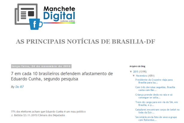 Blog Notícias em Brasília divulga opinião dos brasileiros sobre afastamento do Presidente da Câmara