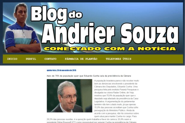 Blog Do Andrier Souza divulga opinião dos brasileiros sobre afastamento do Presidente da Câmara