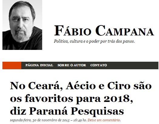 Fabio Campana divulga pesquisa realizada no Estado do Ceará para Eleições Presidenciais
