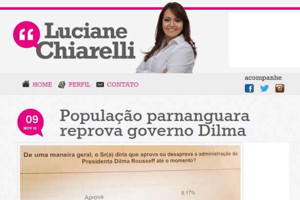 Blog da Luciane Chiarelli comenta pesquisa de avaliação da administração da Presidente Dilma em Paranaguá