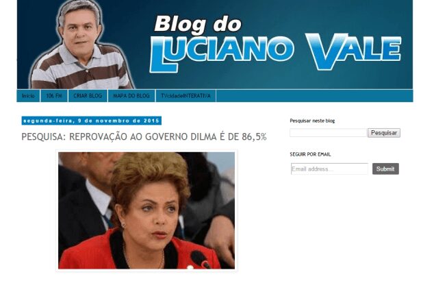 Blog Luciano Vale divulga pesquisa nacional de avaliação da Presidente Dilma