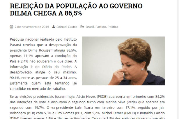 Upanema divulga avaliação nacional do Governo Dilma