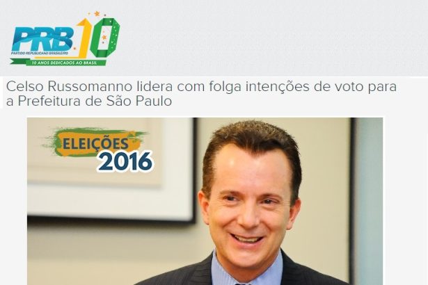 Site PRB 10 divulga pesquisa sobre intenção de voto para prefeitura da capital paulista