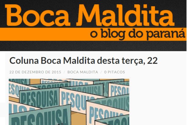 Blog Do Boca Maldita divulga pesquisa sobre disputa Eleitoral para Governador do Estado do Paraná
