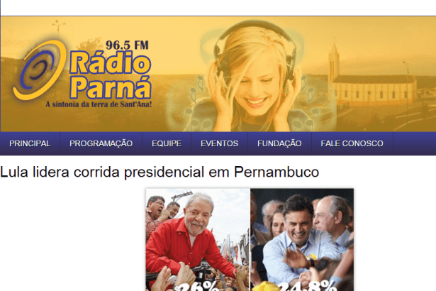 Radio Parná 96,5 FM divulga pesquisa sobre liderança Presidencial no Estado do Pernambuco