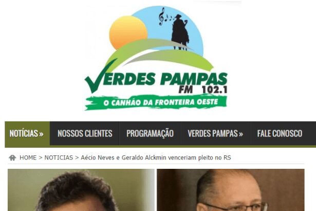 Rádio Verdes Pampas 102.1 fm divulga pesquisa sobre intenção de voto para a Eleição Presidencial no Estado do Rio Grande do Sul