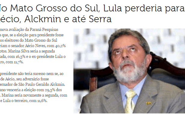 Oi Curitiba divulga pesquisa sobre intenção de voto para a Eleição Presidencial no Estado do Mato Grosso do Sul