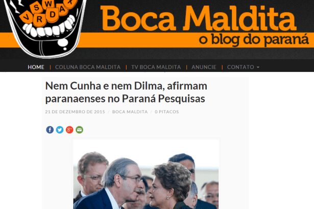 Blog Boca Maldita comenta pesquisa que mostra que paranaenses rejeitam Dilma Rousseff e Eduardo Cunha