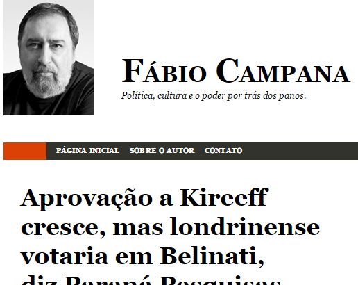 Fábio Campana divulga pesquisa sobre a aprovação do prefeito de Londrina, Alexandre Kireeff, e intenção de votos para a próxima eleição