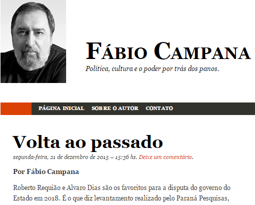 Fábio Campana divulga pesquisa sobre disputa Eleitoral para Governador do Estado do Paraná
