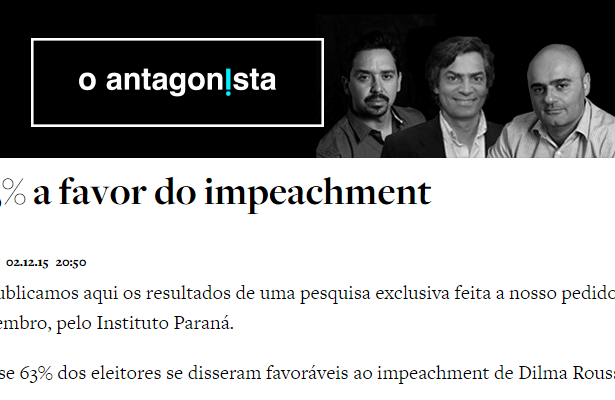 O Antagonista divulga uma pesquisa sobre a Presidente Dilma Rousseff