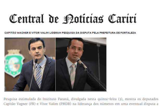 Central De Notícias Cariri divulga pesquisa de intenção de voto para Eleições Municipais de Fortaleza/ CE