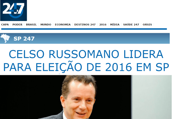 Brasil 247 divulga pesquisa que aponta Russomano em vantagem na corrida eleitoral pela Prefeitura de São Paulo