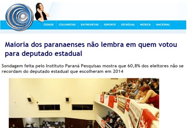 Central Cultural De Comunicação comenta pesquisa sobre a Assembléia Legislativa do Paraná