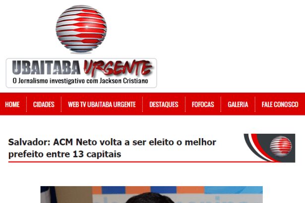 Portal Ubaitaba Urgente divulga pesquisa sobre a popularidade dos prefeitos de 13 capitais
