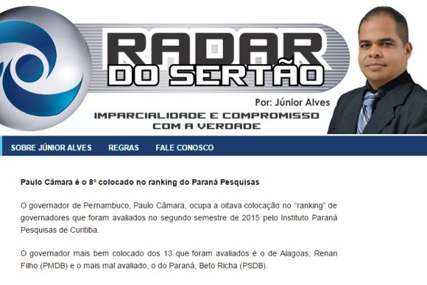 Radar do Sertão divulga pesquisa que aponta o governador Paulo Câmara como a oitava melhor avaliação do país