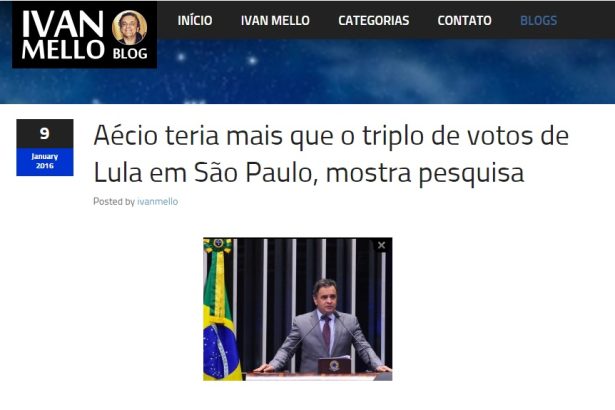 Blog do Ivan Mello divulga pesquisa sobre as intenções de voto dos paulistas para as próximas eleições presidenciais