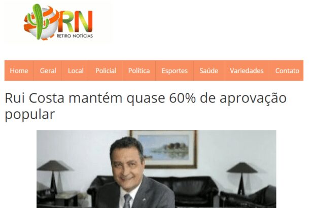 Retiro Notícias divulga pesquisa sobre a popularidade do governador Rui Costa