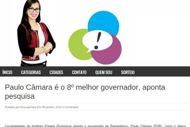 Blog da Ilma Pacheco divulga pesquisa que aponta Paulo Câmara com a oitava melhor avaliação entre os prefeitos