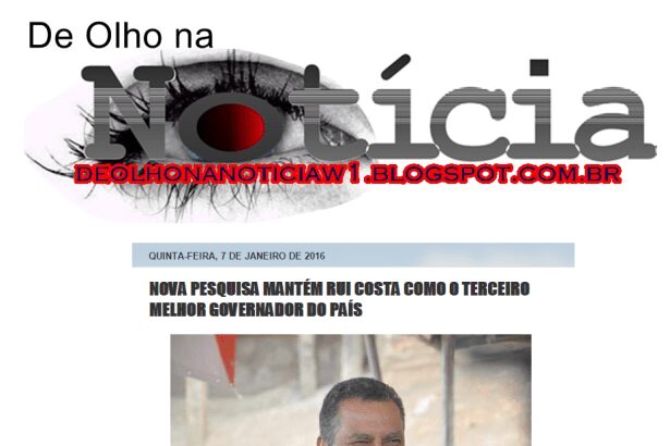 Blog de Olho na Notícia divulga pesquisa que coloca Rui Costa como o terceiro melhor governador do país