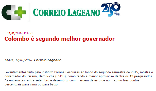 Correio Lageano divulga pesquisa sobre a aprovação dos governadores de 13 estados