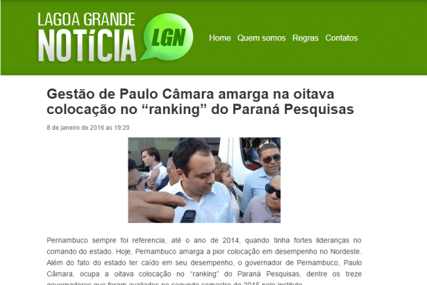 Portal Lagoa Grande Notícias divulga pesquisa sobre a aprovação da gestão do governador Paulo Câmara