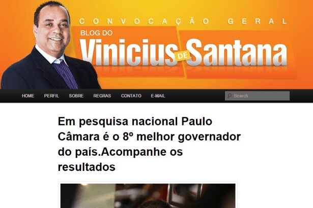 Blog do Vinicius de Santana divulga pesquisa sobre a popularidade do governador Paulo Câmara