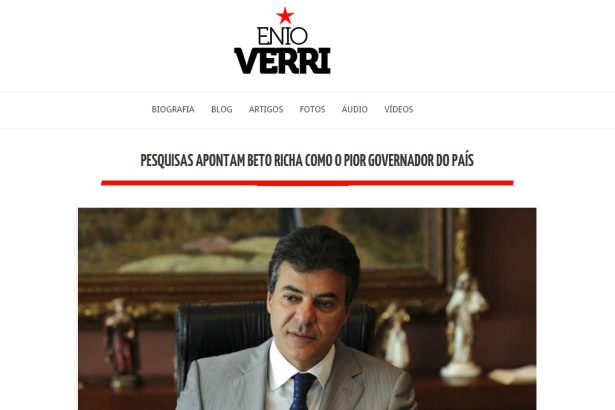 Blog do Enio Verri divulga pesquisa sobre a popularidade de Beto Richa