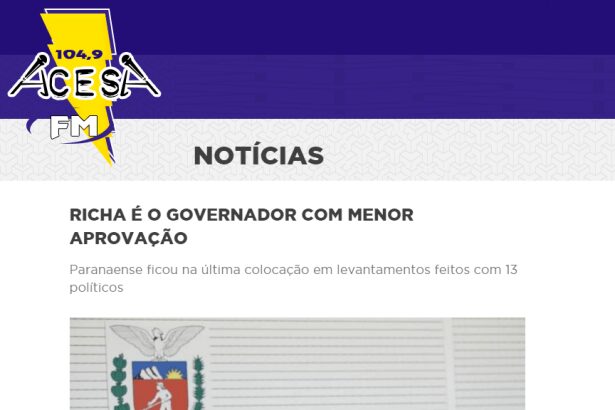 Rádio Acesa FM divulga pesquisa sobre a popularidade do governador Beto Richa