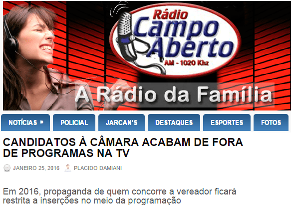 Rádio Campo Aberto comenta sobre mudanças significativas no horário eleitoral gratuito das Eleições de 2016
