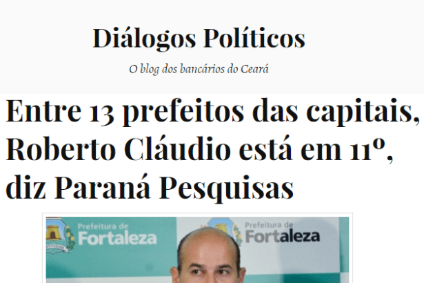 Blog Diálogos Políticos comenta pesquisa sobre a popularidade dos Prefeitos de 13 Capitais Brasileiras