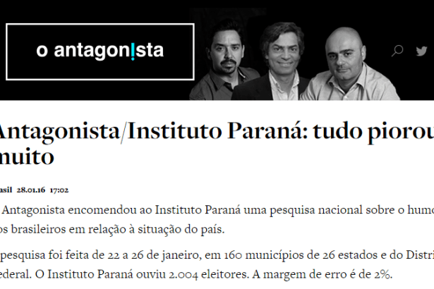 O Antagonista divulga pesquisa sobre a situação econômica dos Brasileiros
