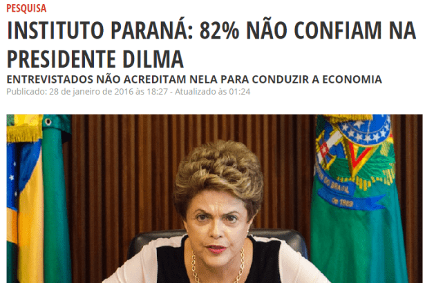 Diário Do Poder divulga pesquisa sobre a confiança dos Brasileiros na Presidente Dilma Rousseff