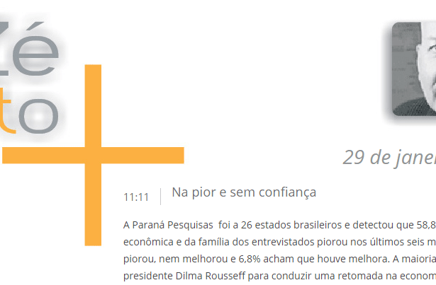 Blog do Zé Beto divulga pesquisa sobre a situação econômica e a popularidade da Presidente Dilma Rousseff