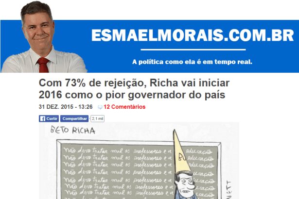 Esmael Morais divulga pesquisa sobre a popularidade de Beto Richa
