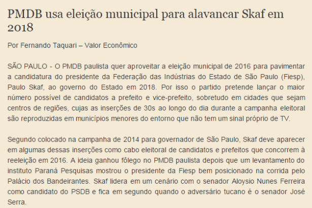 Blog Democracia Política e Novo Reformismo comenta pesquisa sobre as Eleições Municipais na Cidade de São Paulo