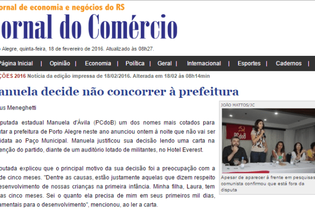 Jornal Do Comércio comenta pesquisa que foi realizada para a Prefeitura de Porto Alegre