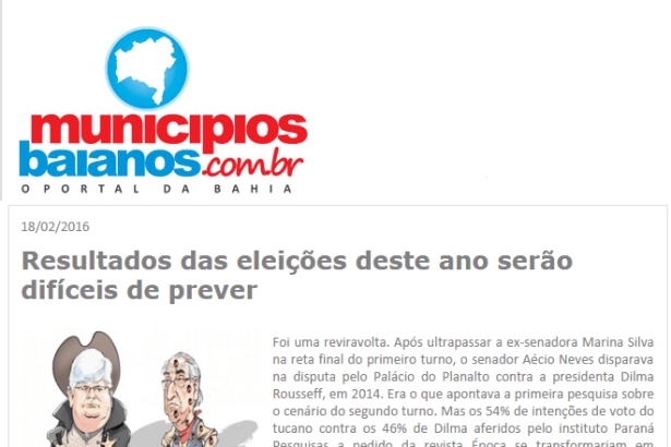 Portal Municípios Baianos comenta pesquisa e os resultados das Eleições