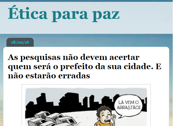 Blog Ética Para Paz comenta pesquisa e os resultados das Eleições