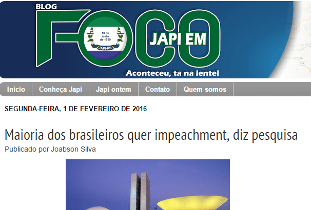 Blog Japi Em Foco comenta pesquisa sobre a popularidade da Presidente Dilma Rousseff