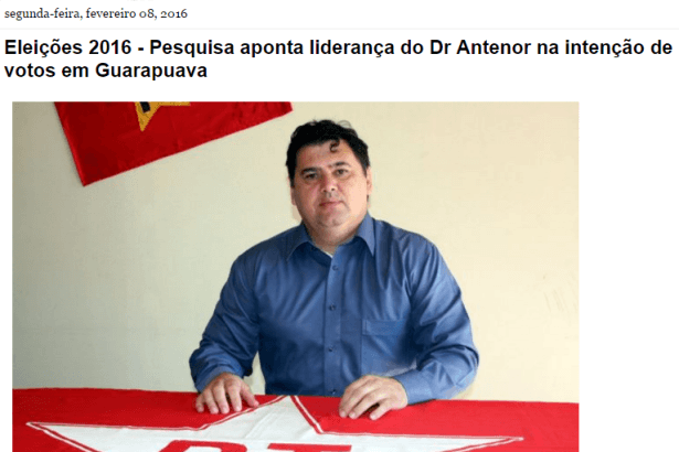 Blog Olho Aberto Paraná comenta pesquisa sobre a disputa Eleitoral no Município de Guarapuava