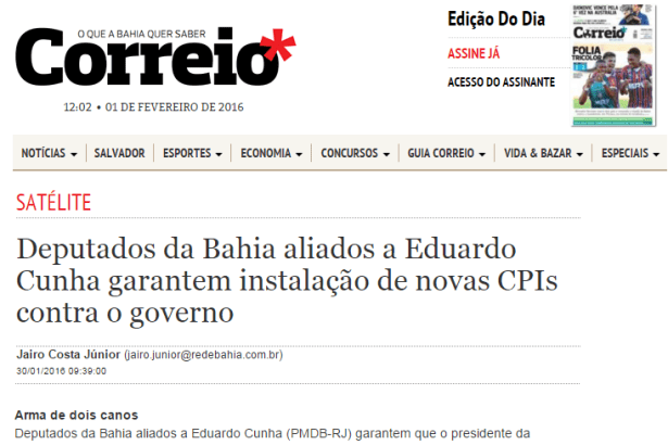 Jornal Correio Da Bahia comenta pesquisa sobre a popularidade da Presidente Dilma Rousseff