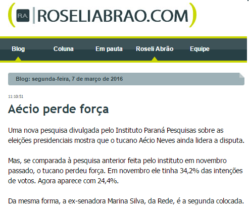 Roseli Abrão comenta pesquisa sobre uma possível corrida Presidencial