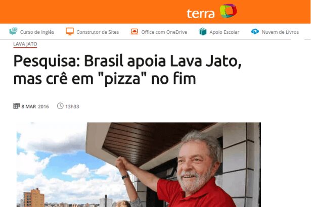 Portal Terra Notícias divulga pesquisa sobre a Operação Lava Jato e as denúncias sofridas pelo ex-Presidente Lula