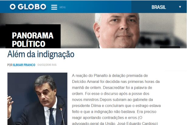 Ilimar Franco - Globo.com, divulga pesquisa sobre a opinião dos Brasileiros com relação ao assunto Impeachment e a Lava Jato