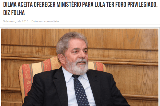 Repórter TB - Telêmaco Borba, divulga pesquisa sobre as denúncias sofridas pelo ex-Presidente Lula