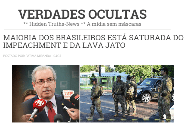 Blog Verdades Ocultas divulga pesquisa sobre a opinião dos Brasileiros com relação ao assunto Impeachment e a Lava Jato
